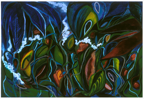 Cloud Jungle (2005). 56" x 81". Oil stick on paper.