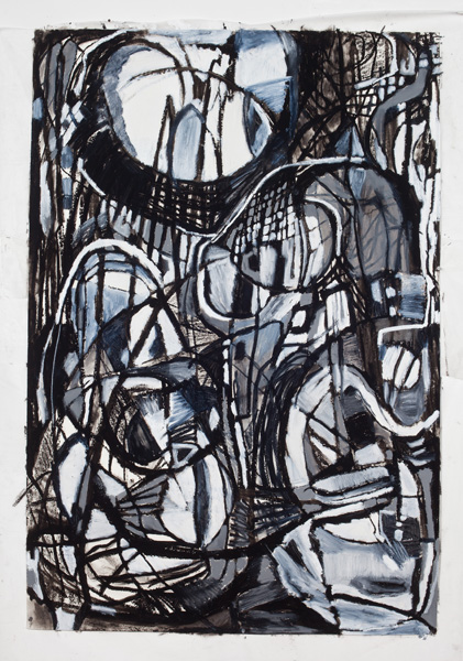 Drawing (2012). 72" x 48". Oil stick and charcoal on paper.