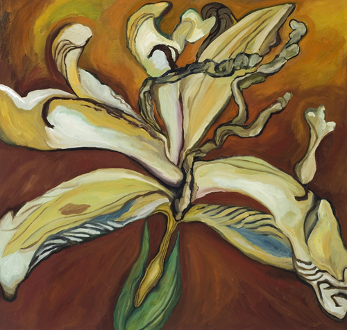 Dried Iris (2007). 40" x 42". Oil on canvas.