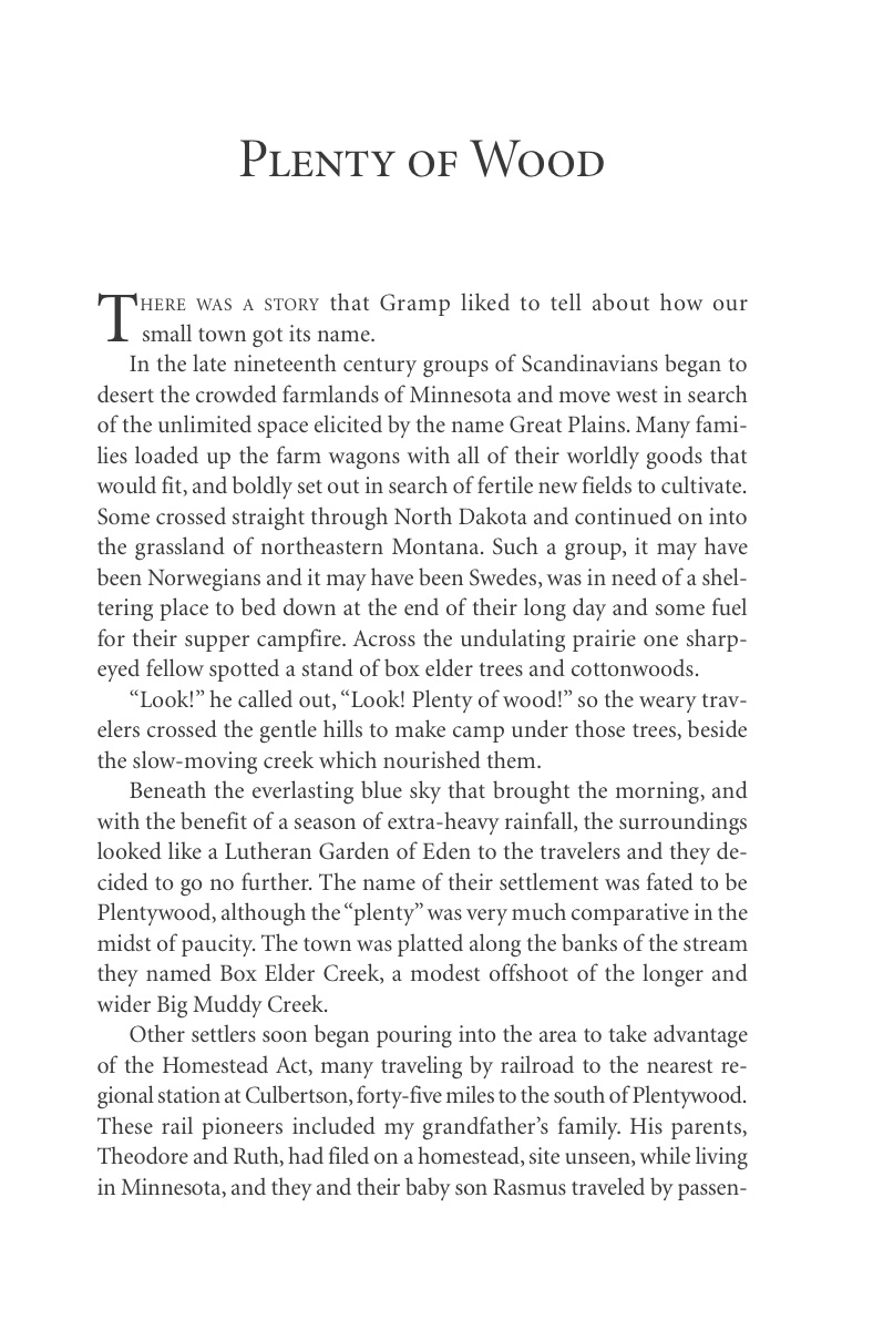 Plenty of Wood (p. 18), from Carol Benson (2006), 'The Old Lonesome', Farcountry Press, Helena, Montana.