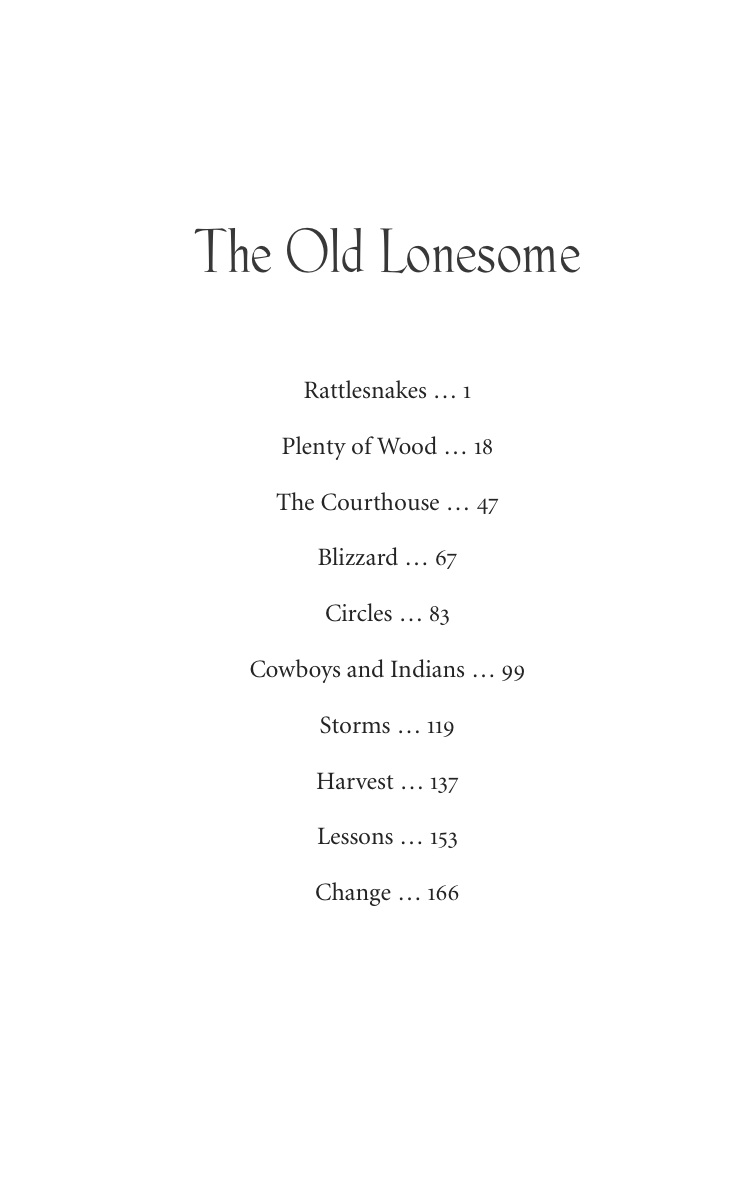 Table of Contents, from Carol Benson (2006), 'The Old Lonesome', Farcountry Press, Helena, Montana.