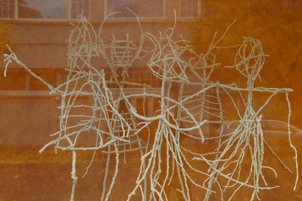 Allegory (2014): detail. Wood, acrylic paint, and copper wire.