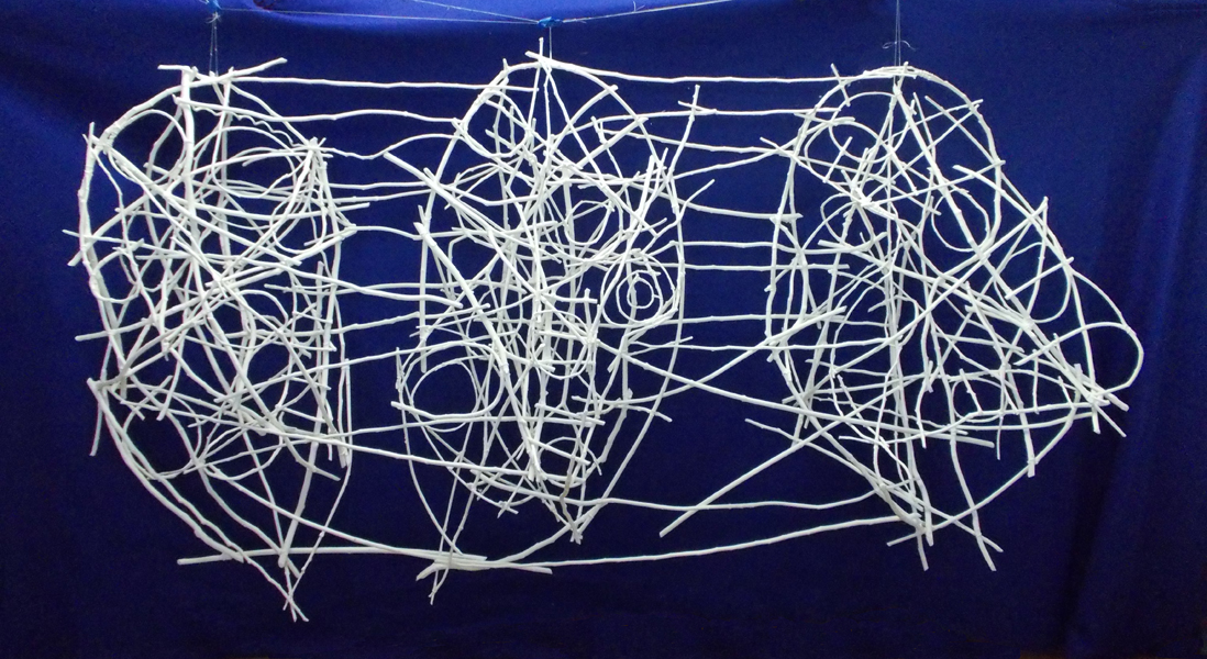 Night Music (White) (2016). Wood, wire, acrylic paint.