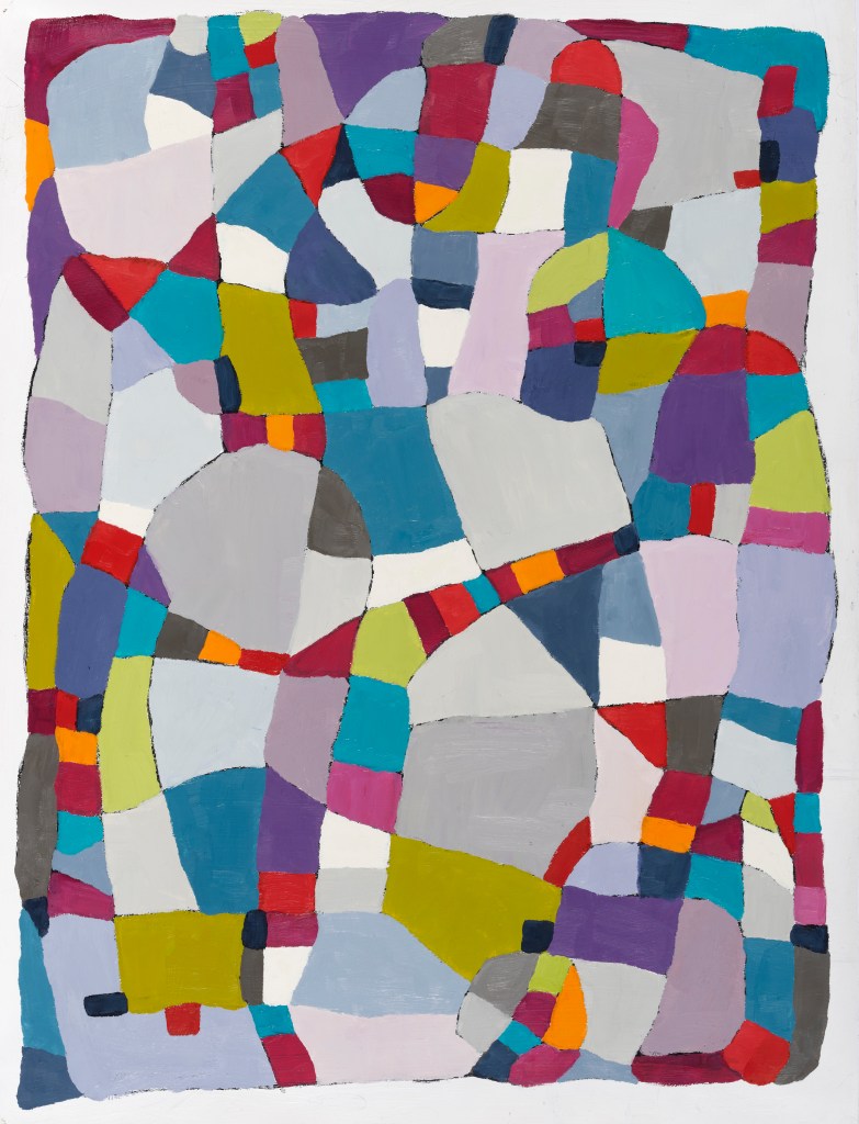 Counterpane 14 (2023), 24" x 18", oil on gessoed paper.